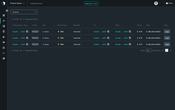 Transaction list table